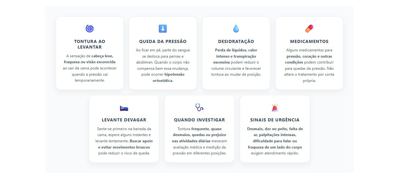 Tontura ao levantar da cama: 7 sinais de queda de pressão e quando investigar