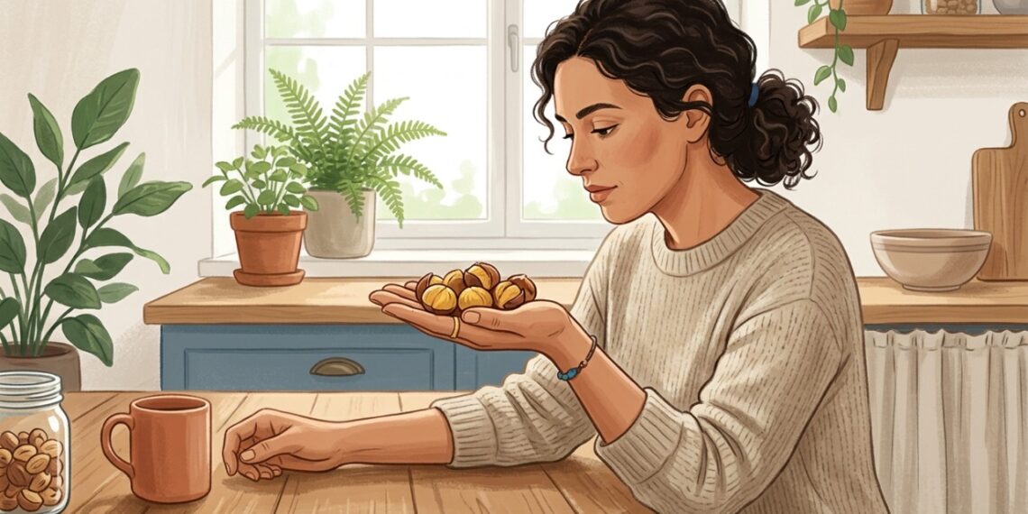 Uma pequena porção de castanhas já concentra gorduras saudáveis, proteínas e bastante energia.