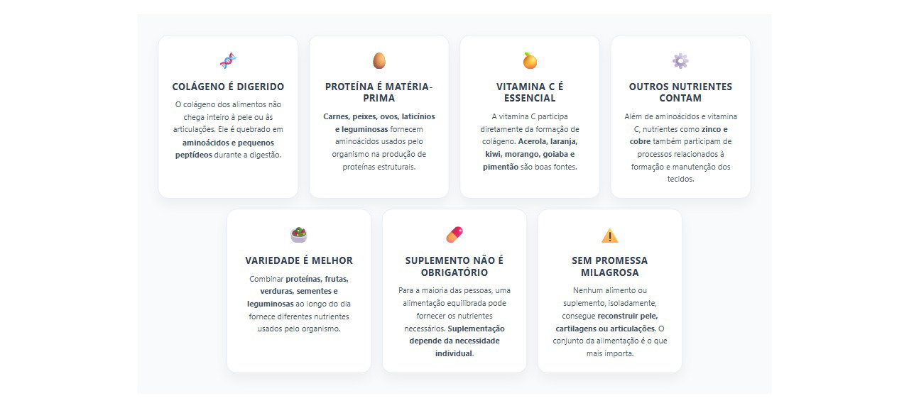Colágeno na alimentação: proteína e vitamina C também são essenciais