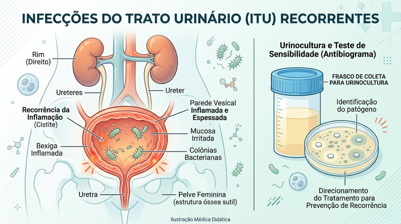 A cultura de urina pode ajudar a identificar a bactéria quando os sintomas de cistite retornam.