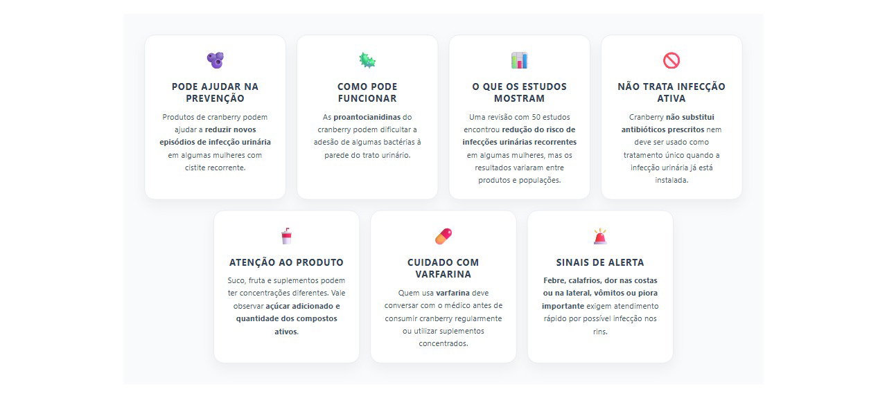 Cranberry para cistite recorrente: quando pode ajudar e quais cuidados ter