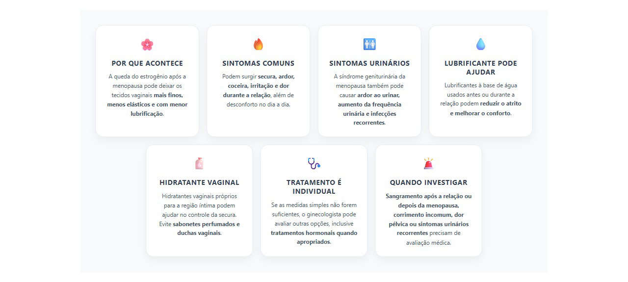 Secura vaginal após a menopausa: 7 formas de aliviar e quando investigar