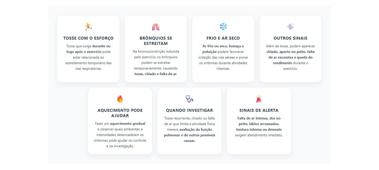 Tosse durante ou após o exercício: 7 sinais de broncoconstrição induzida pelo esforço