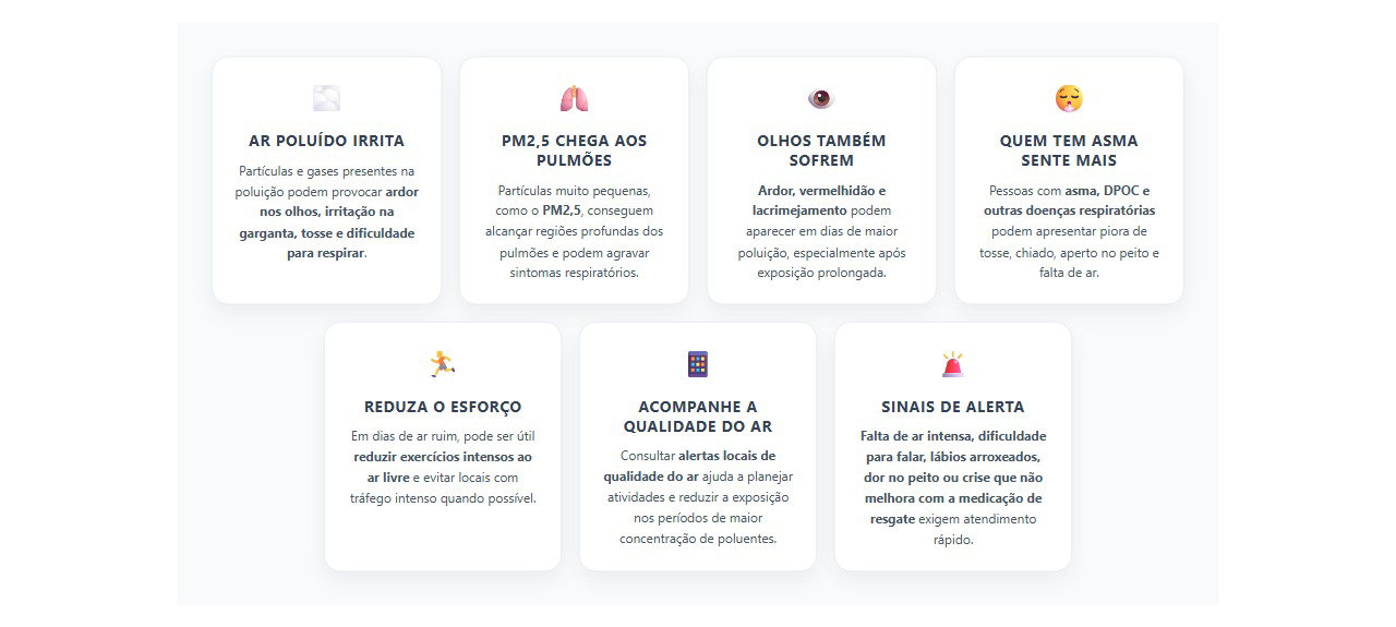 Poluição do ar: 7 sinais de irritação e quando a respiração preocupa