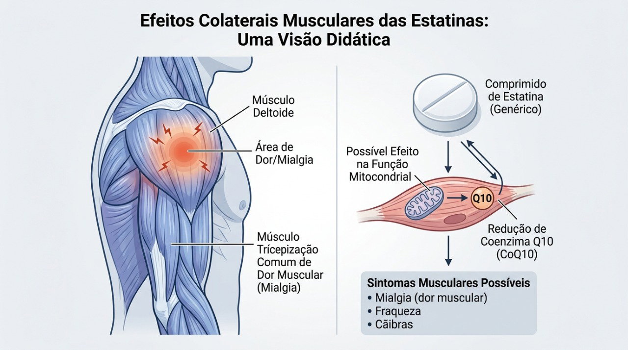 Dor, sensibilidade ou fraqueza muscular podem surgir durante o uso de estatinas e precisam ser avaliadas.