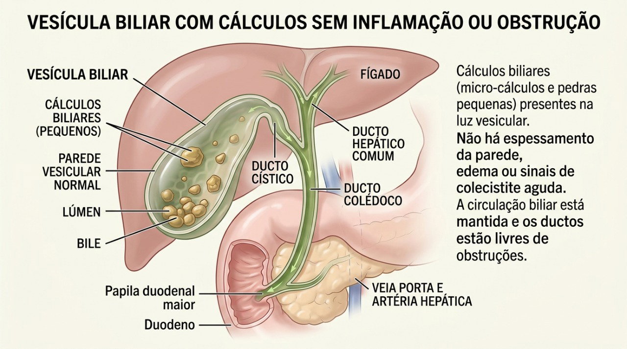 Cálculos assintomáticos na vesícula podem ser acompanhados quando não provocam dor ou complicações.