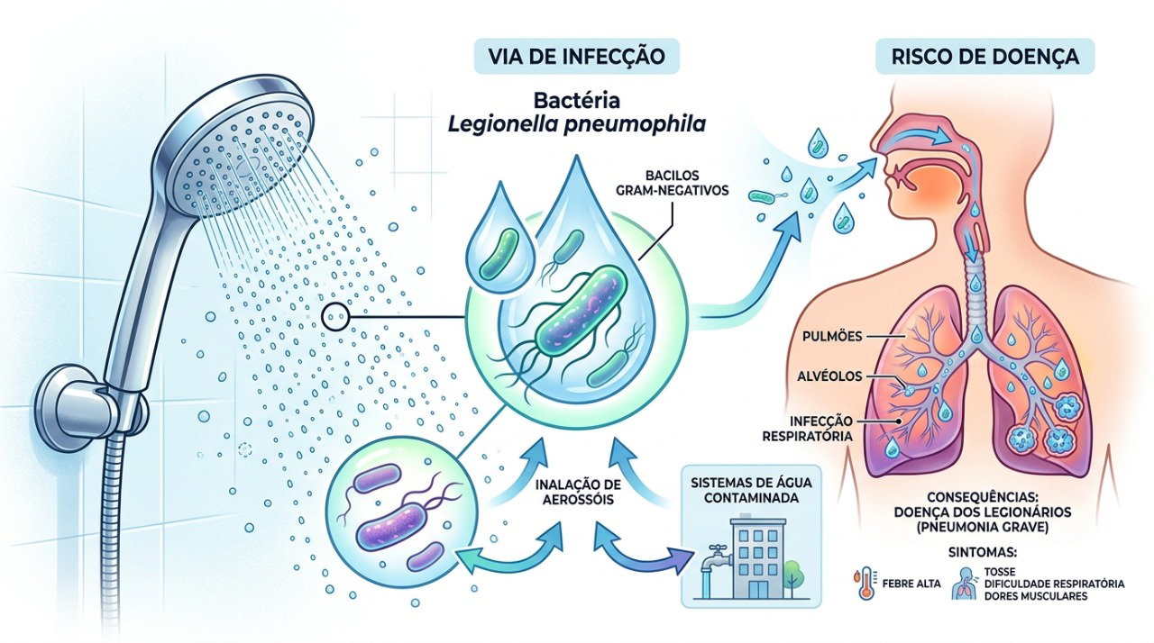 Aerossóis de sistemas de água podem ser uma fonte de exposição à bactéria Legionella.