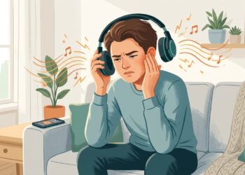Zumbido após usar fones em volume alto pode indicar exposição sonora excessiva.