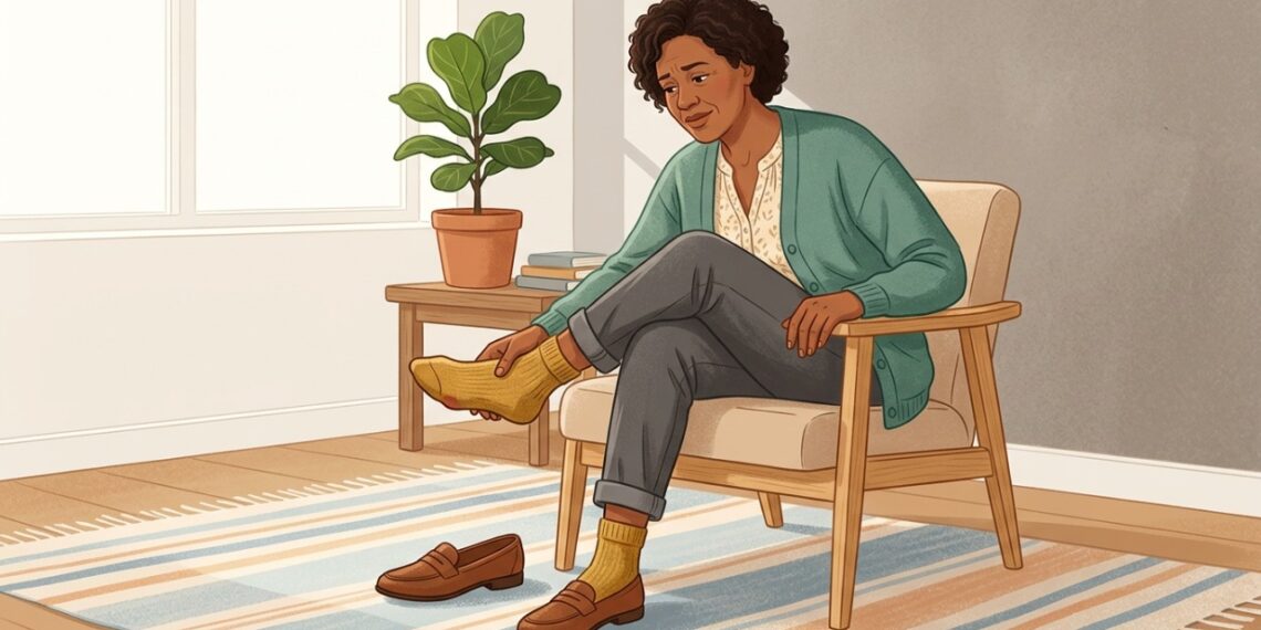 Sapatos fechados e apertados podem aumentar a pressão e a dor sobre o joanete.