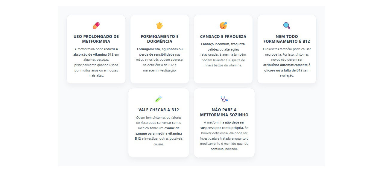 Metformina e vitamina B12: 6 sinais de que pode ser hora de checar os níveis