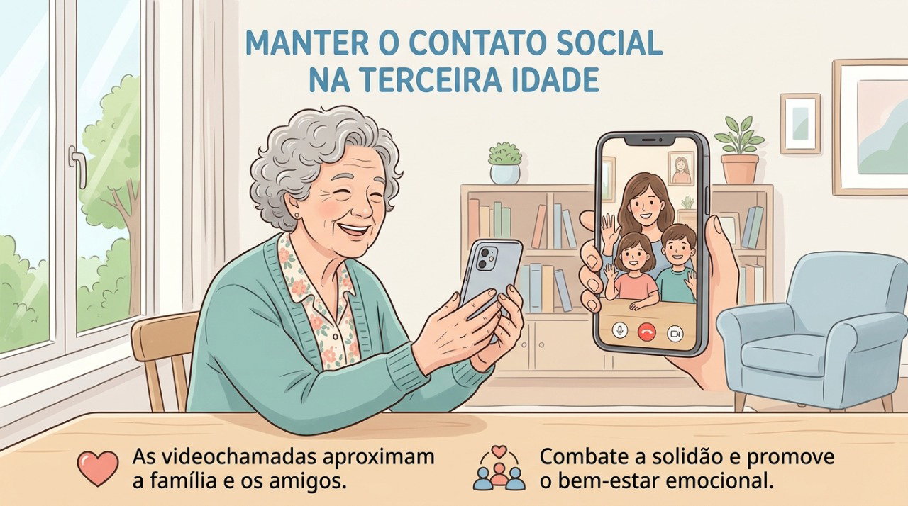 Telefonemas e videochamadas regulares podem ajudar a manter vínculos quando encontros presenciais são difíceis.