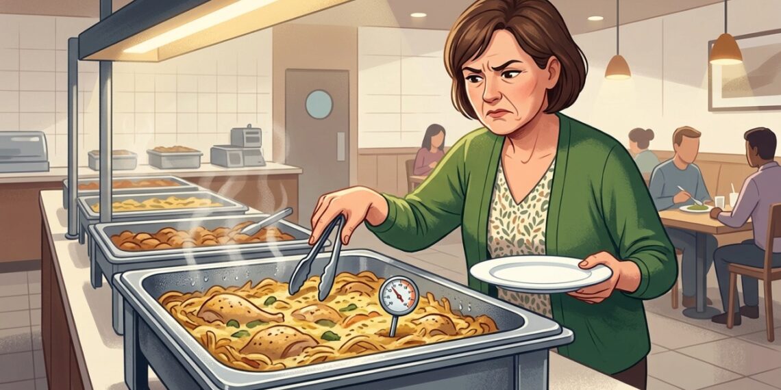 Comida de buffet morna por muito tempo pode oferecer risco mesmo quando parece e cheira normalmente.