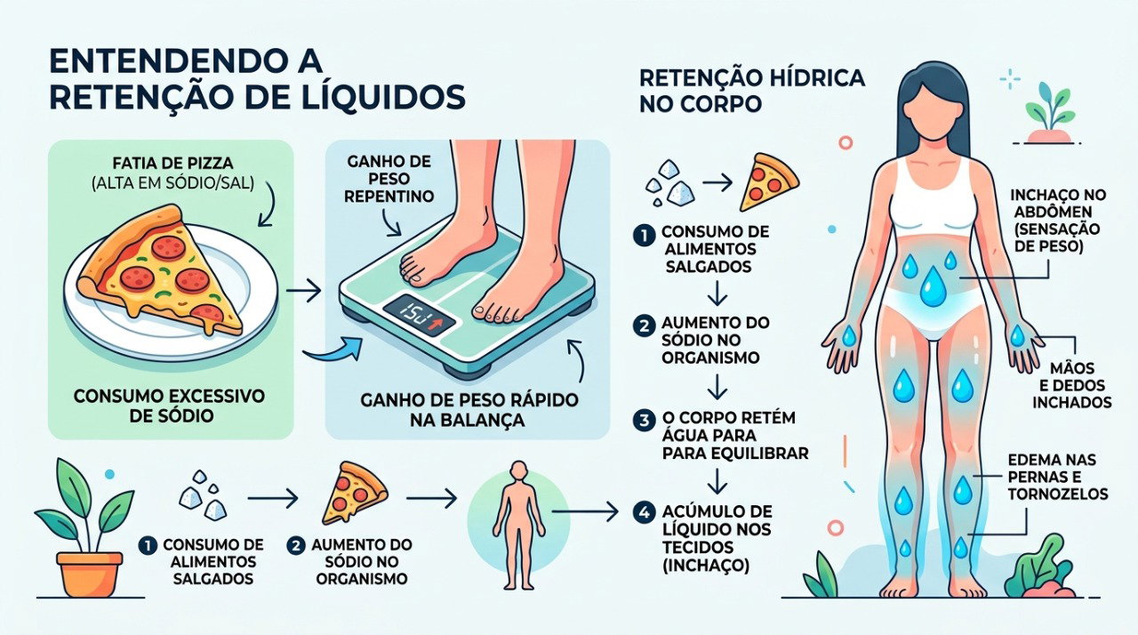 Sódio, líquidos e o volume de alimentos podem alterar temporariamente o número mostrado na balança.