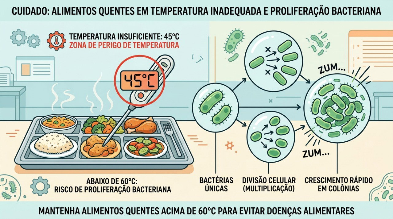 Temperaturas inadequadas podem favorecer a multiplicação de bactérias em alimentos perecíveis.