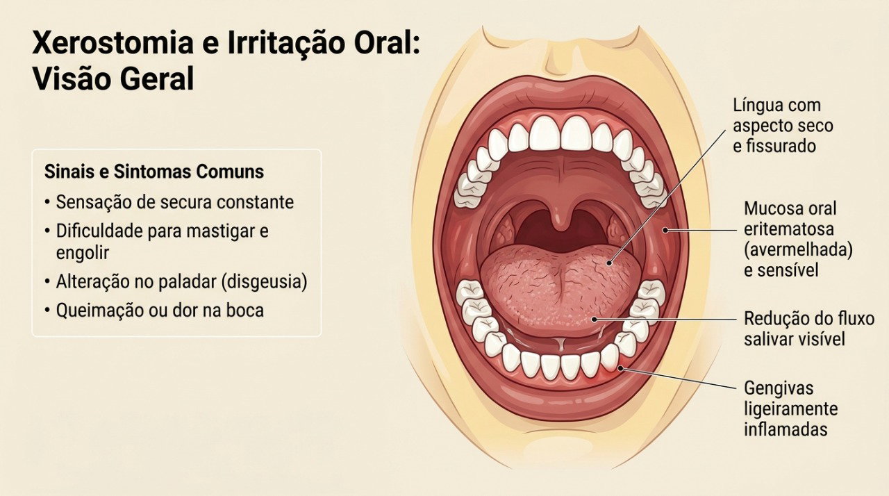 Boca seca e outras alterações podem causar ardência na língua mesmo sem lesões visíveis.