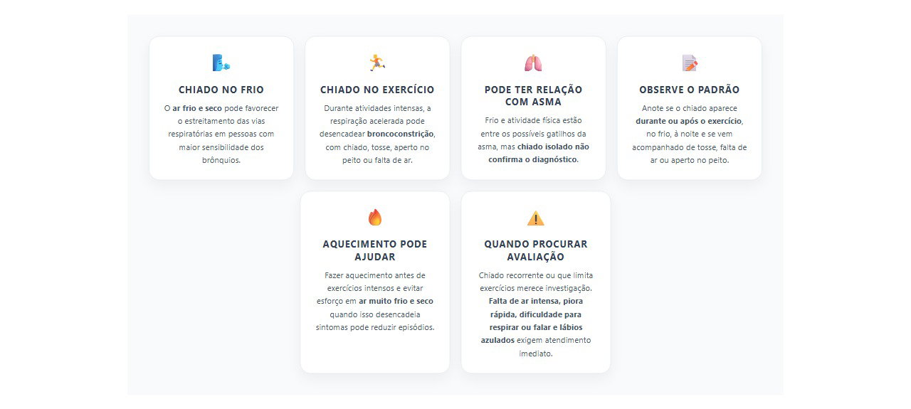 Chiado no peito no frio ou exercício: 6 sinais que podem ter relação com asma