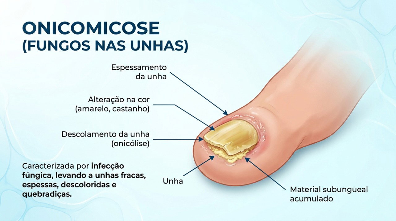 Espessamento, mudança de cor e descolamento estão entre os sinais possíveis de onicomicose.