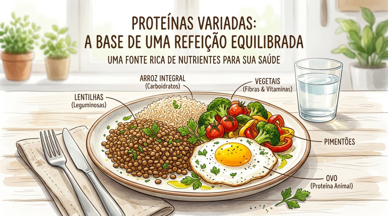 Variar as fontes de proteína ao longo do dia ajuda a ampliar a oferta de nutrientes após os 60 anos.