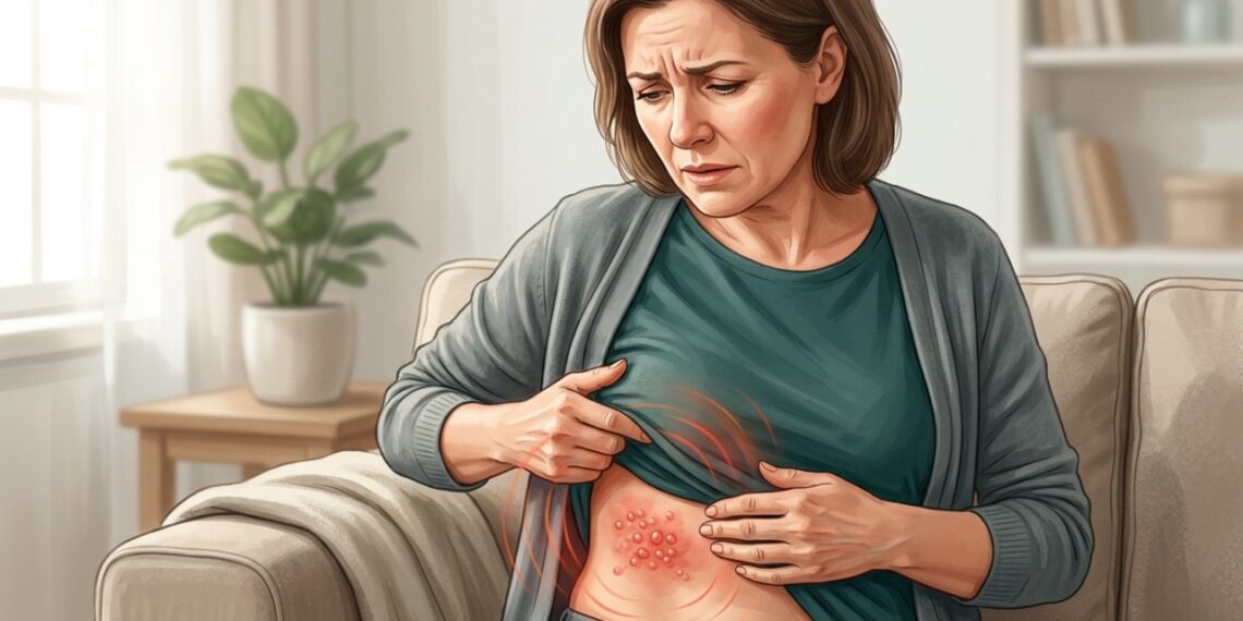 Ardor em apenas um lado do corpo pode surgir antes das bolhas do cobreiro.