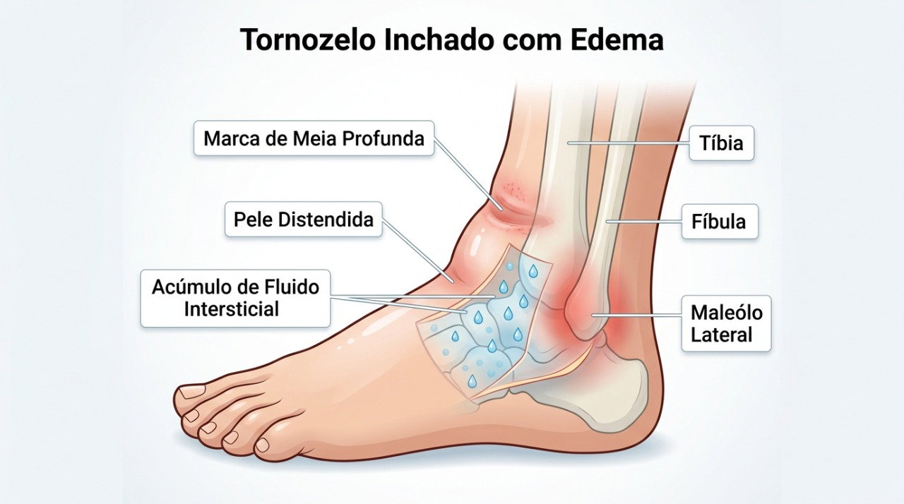 O acúmulo de líquido nos tecidos pode causar edema e aumento rápido do peso.