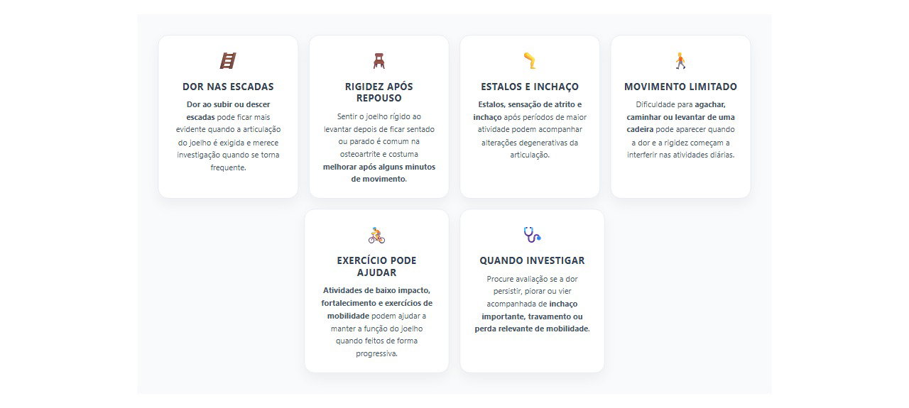Dor no joelho ao subir escadas: 6 sinais que podem indicar artrose