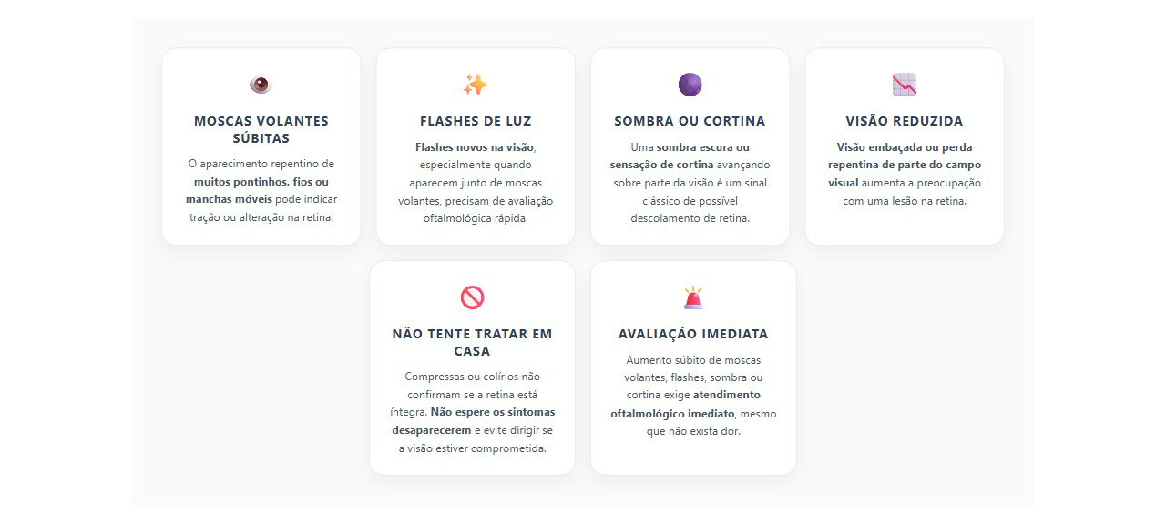 Pontinhos e flashes na visão: 6 sinais de alerta para descolamento de retina