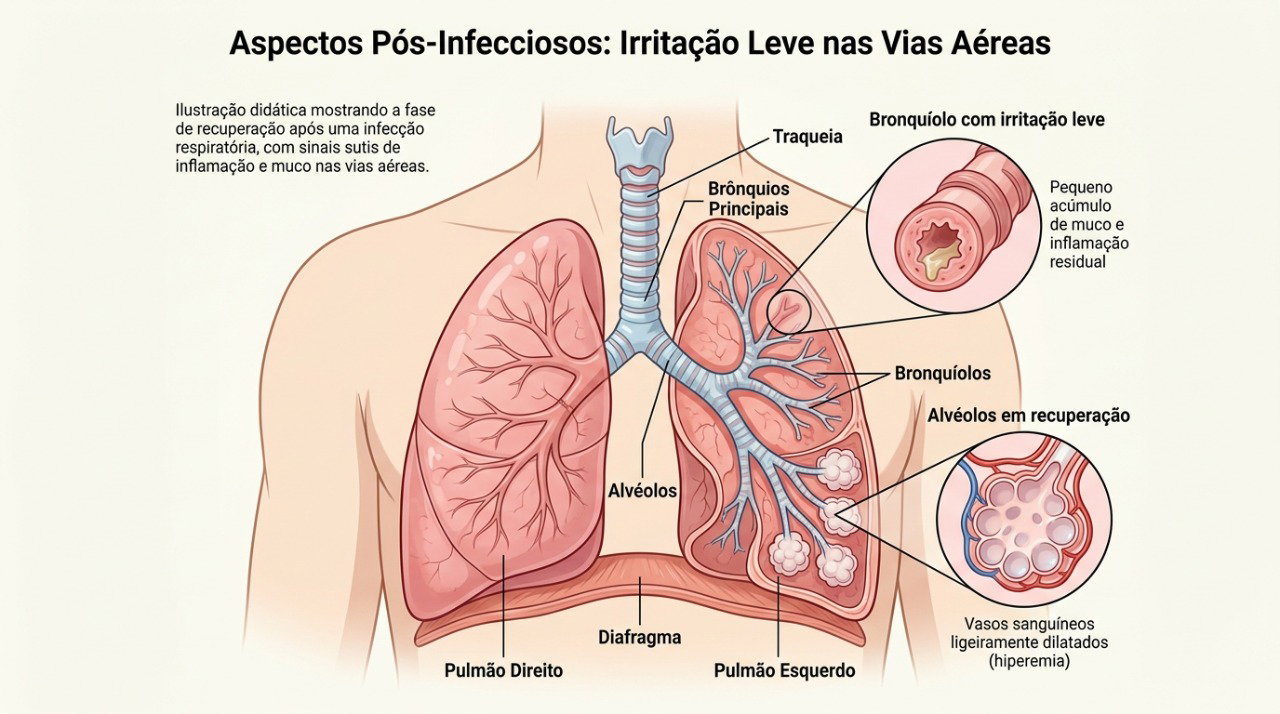 A irritação das vias respiratórias pode manter a tosse por semanas após uma infecção.