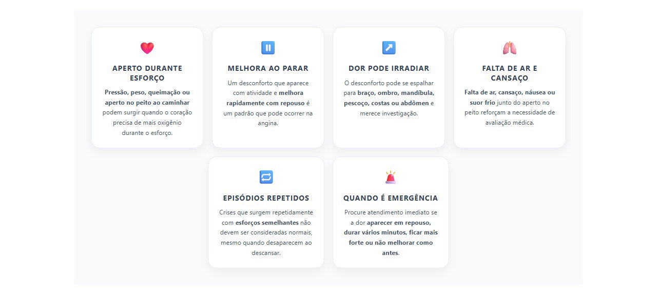 Aperto no peito ao caminhar: 6 sinais de que pode ser angina