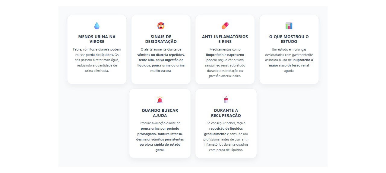 Urina diminuiu na virose? Desidratação e anti-inflamatórios podem afetar os rins