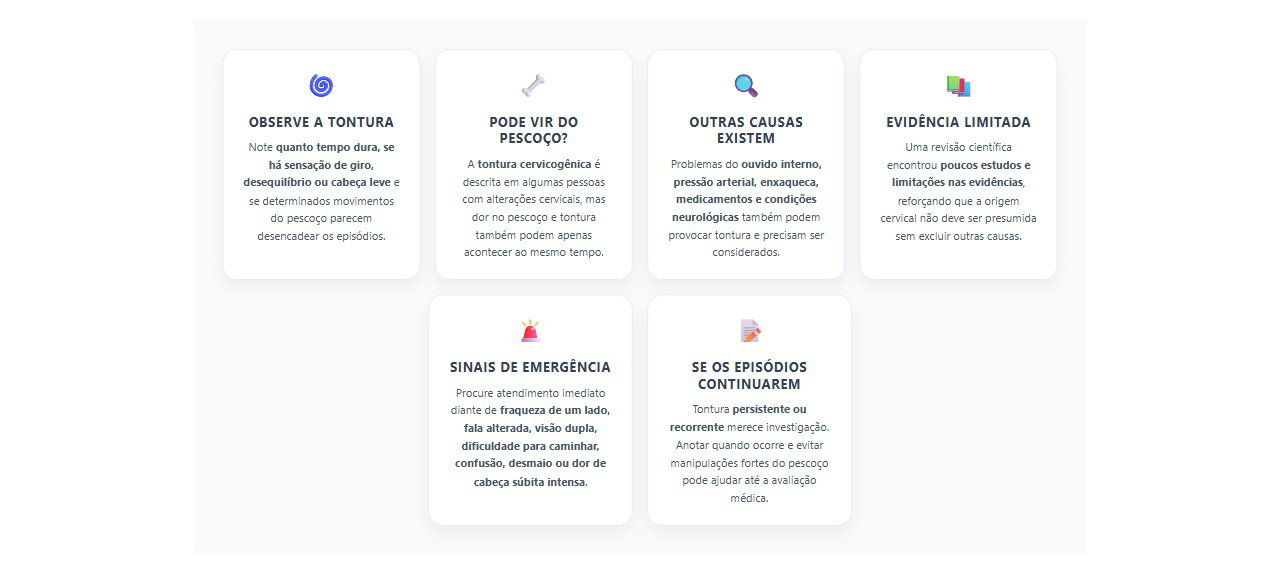 Tontura e dor no pescoço: sinais que indicam quando procurar avaliação