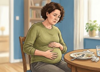 Barriga estufada após as refeições pode estar ligada a gases, volume de comida ou alterações digestivas.