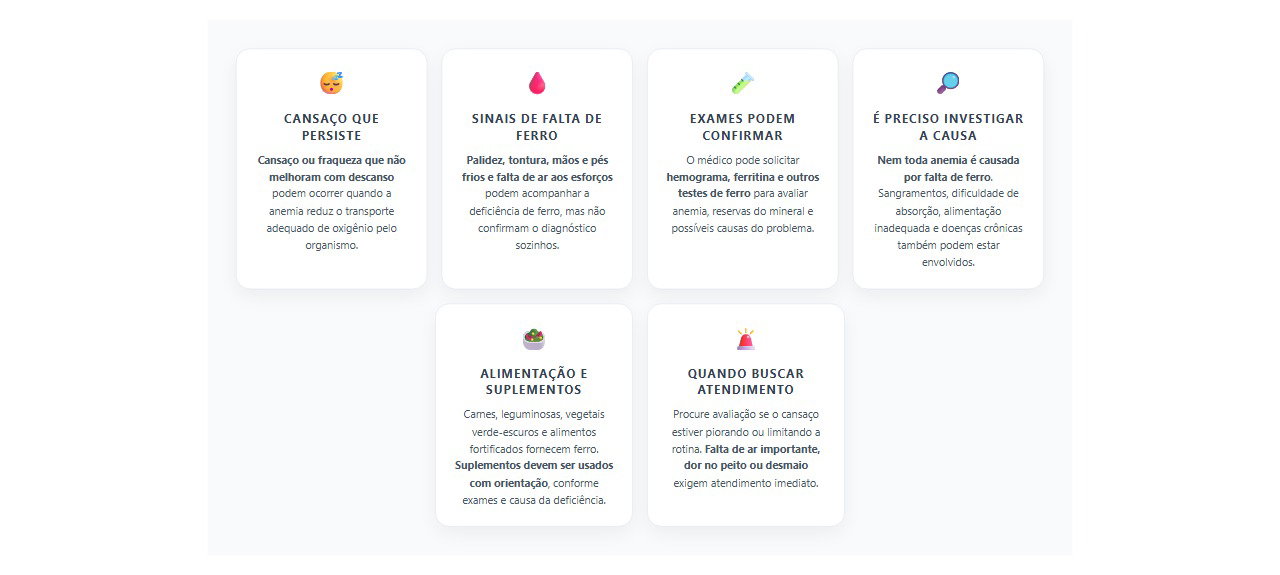Cansaço persistente e palidez: sinais que podem indicar anemia por falta de ferro