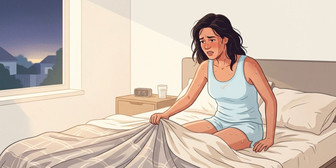 Calorões noturnos da menopausa podem interromper o sono e causar cansaço no dia seguinte.