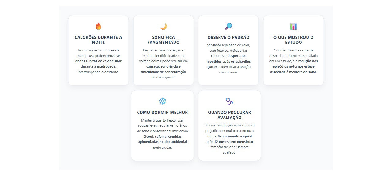 Calorões noturnos na menopausa: por que atrapalham o sono e quando procurar ajuda