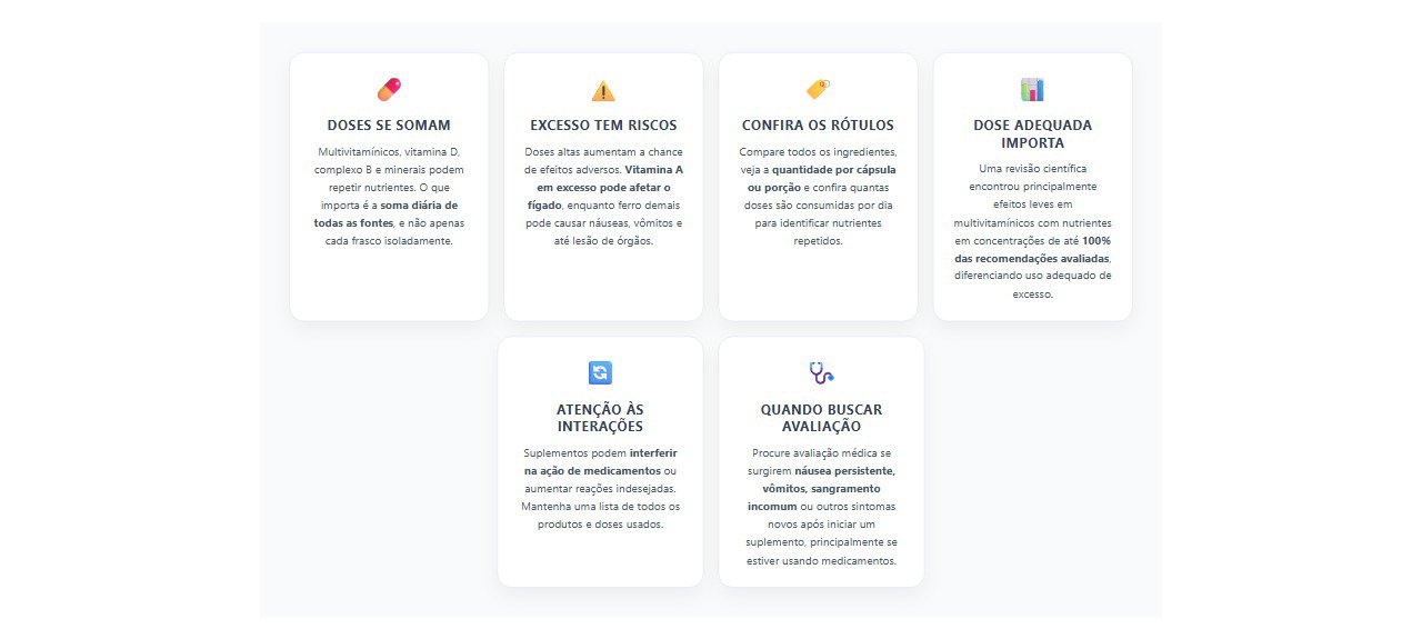 Suplementos em excesso: como vitaminas e minerais podem ultrapassar o necessário