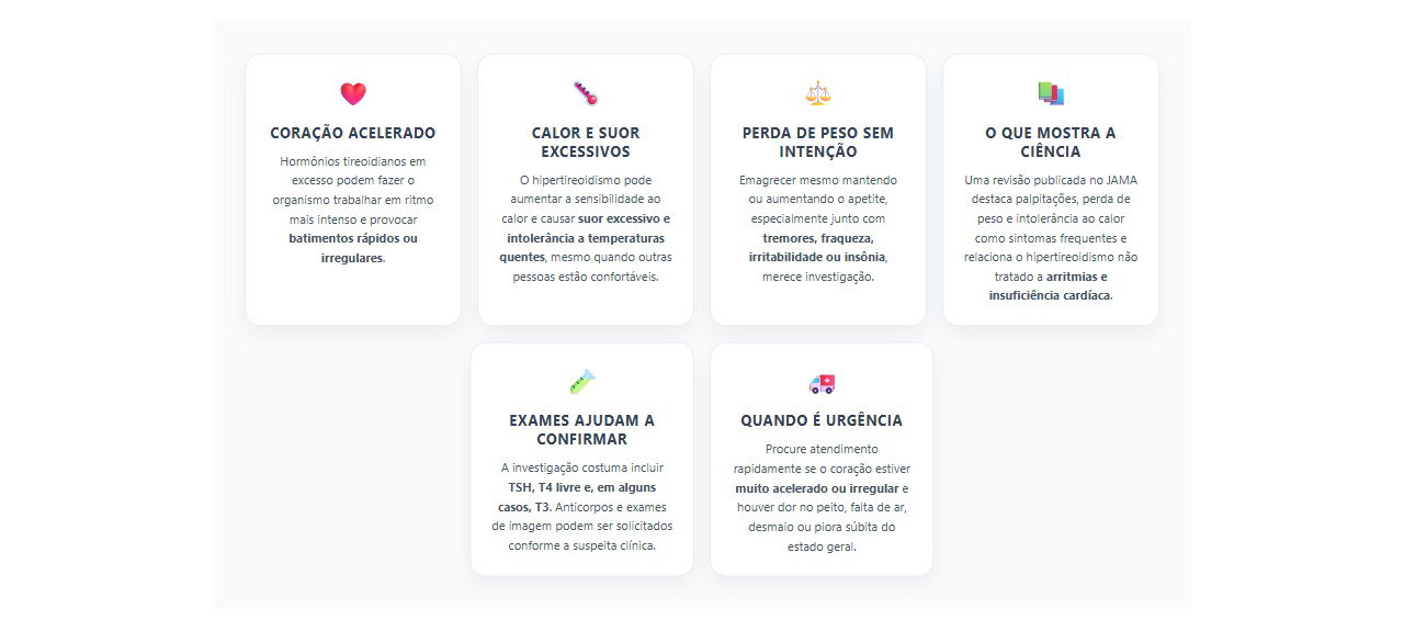 Coração acelerado, calor e perda de peso: sinais que podem indicar hipertireoidismo