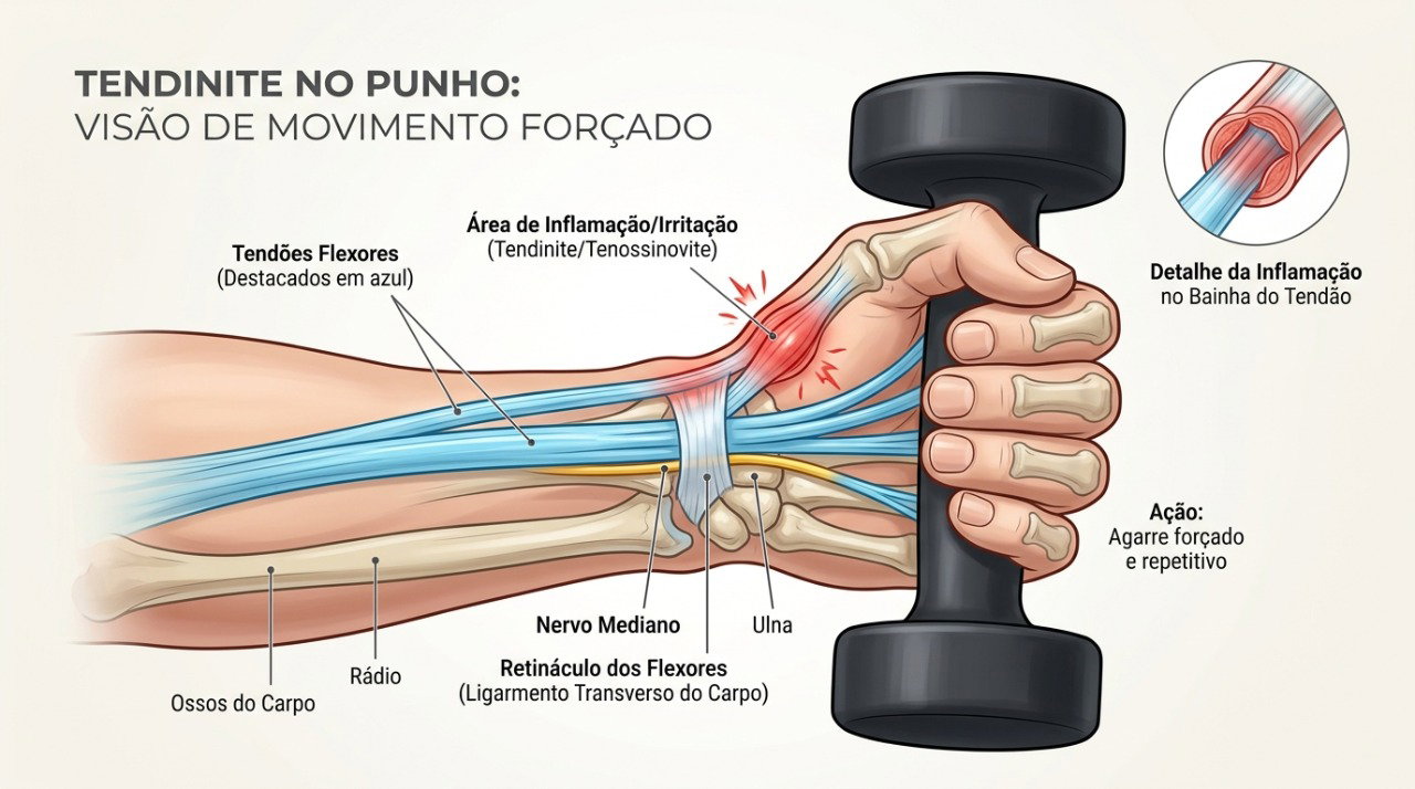 Repetição, força e postura inadequada podem aumentar a sobrecarga dos tendões do punho.