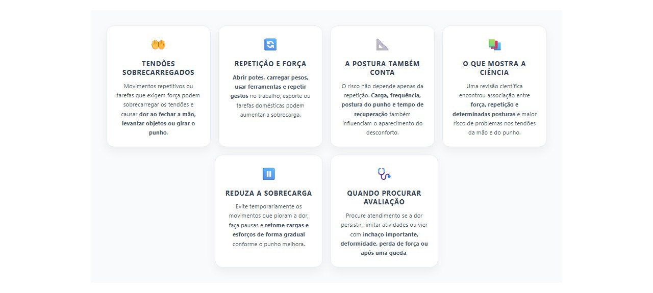 Dor no punho ao fazer força: sinais de sobrecarga e irritação dos tendões