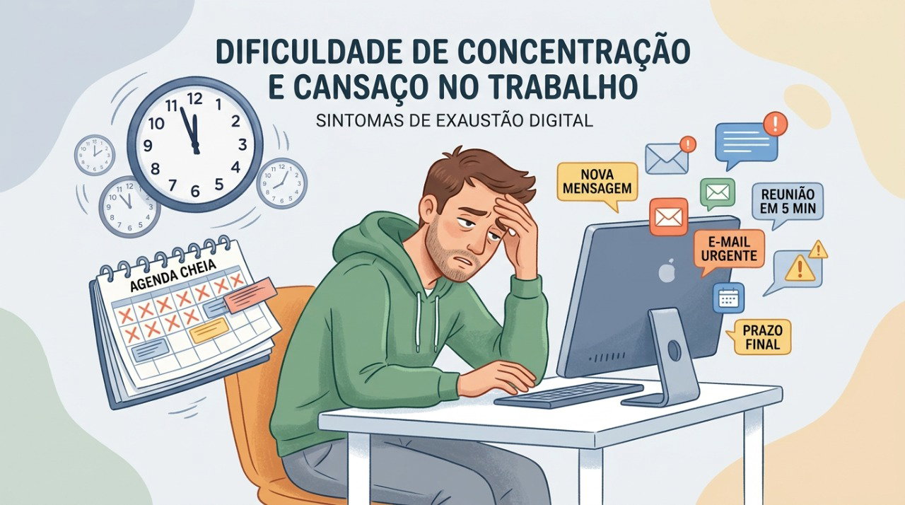 Sobrecarga contínua, pouca recuperação e dificuldade de concentração estão entre os sinais de burnout.