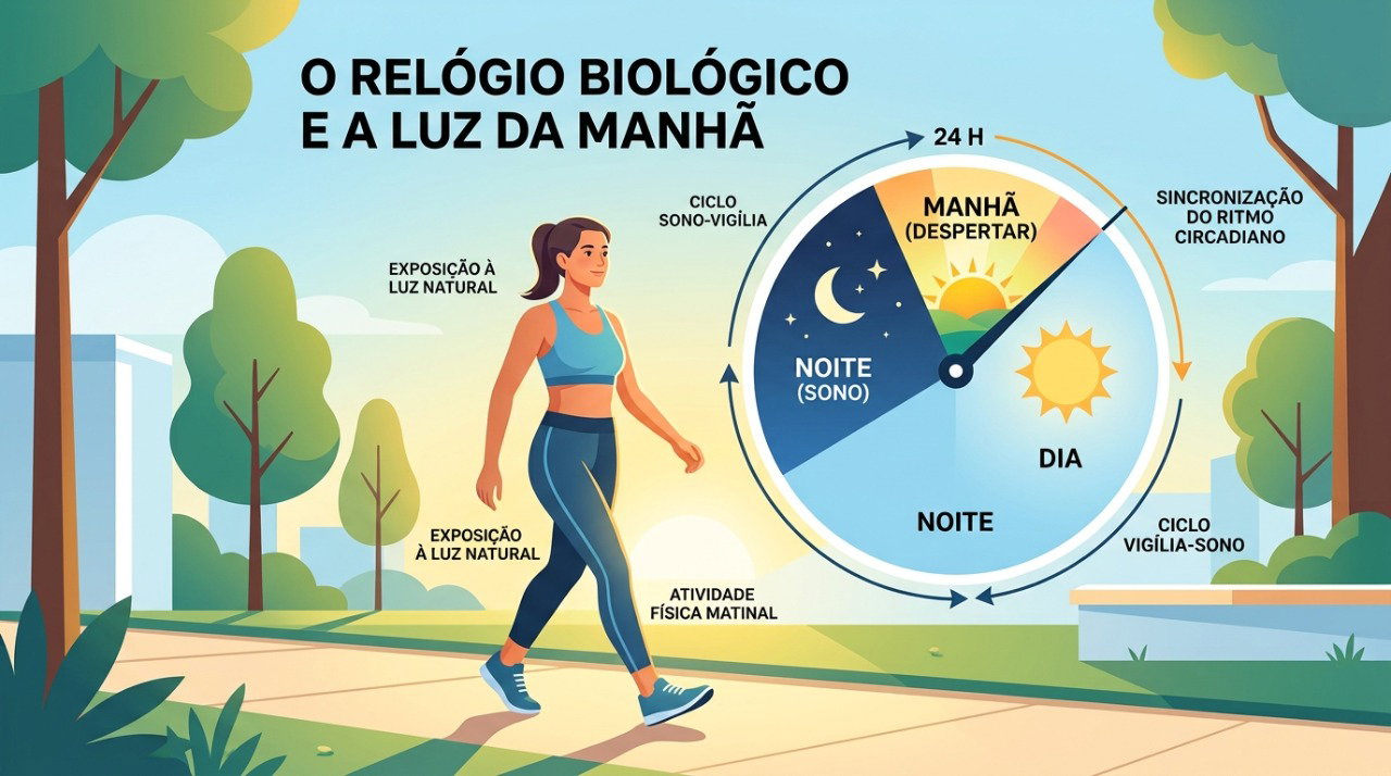 A exposição à luz pela manhã ajuda o organismo a reconhecer o período de vigília e organizar o ritmo circadiano.