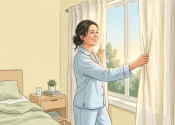 A luz natural pela manhã ajuda a sincronizar o relógio biológico e pode favorecer uma rotina de sono mais regular.