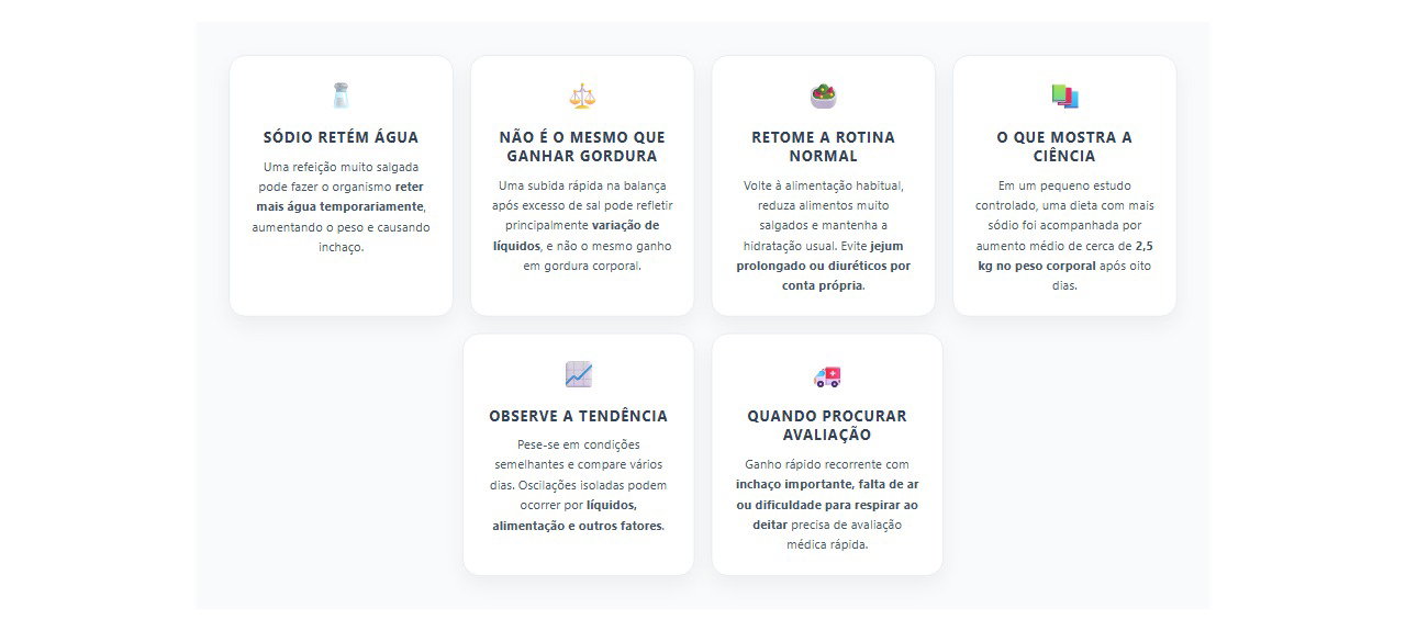 Peso aumentou após comida salgada? Retenção de líquido pode explicar a subida rápida na balança