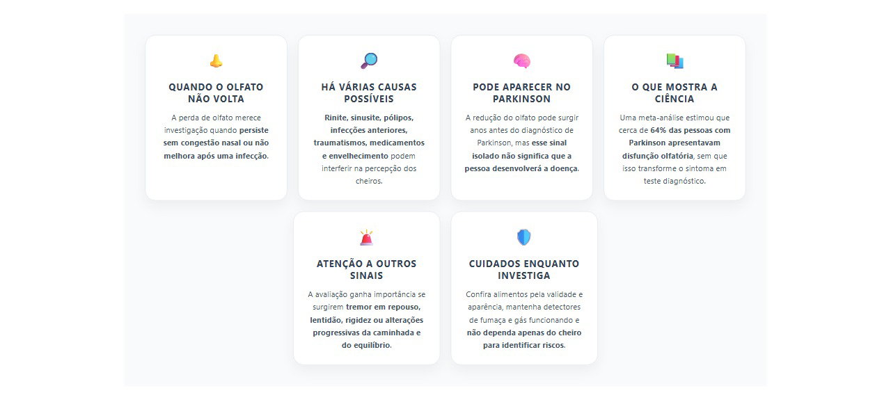 Perda de olfato persistente: quando investigar causas além do nariz