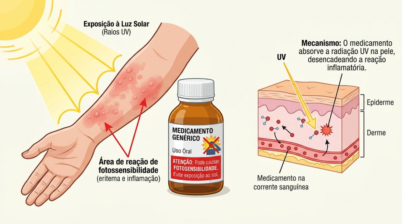 Alguns medicamentos podem aumentar a sensibilidade da pele à radiação ultravioleta.