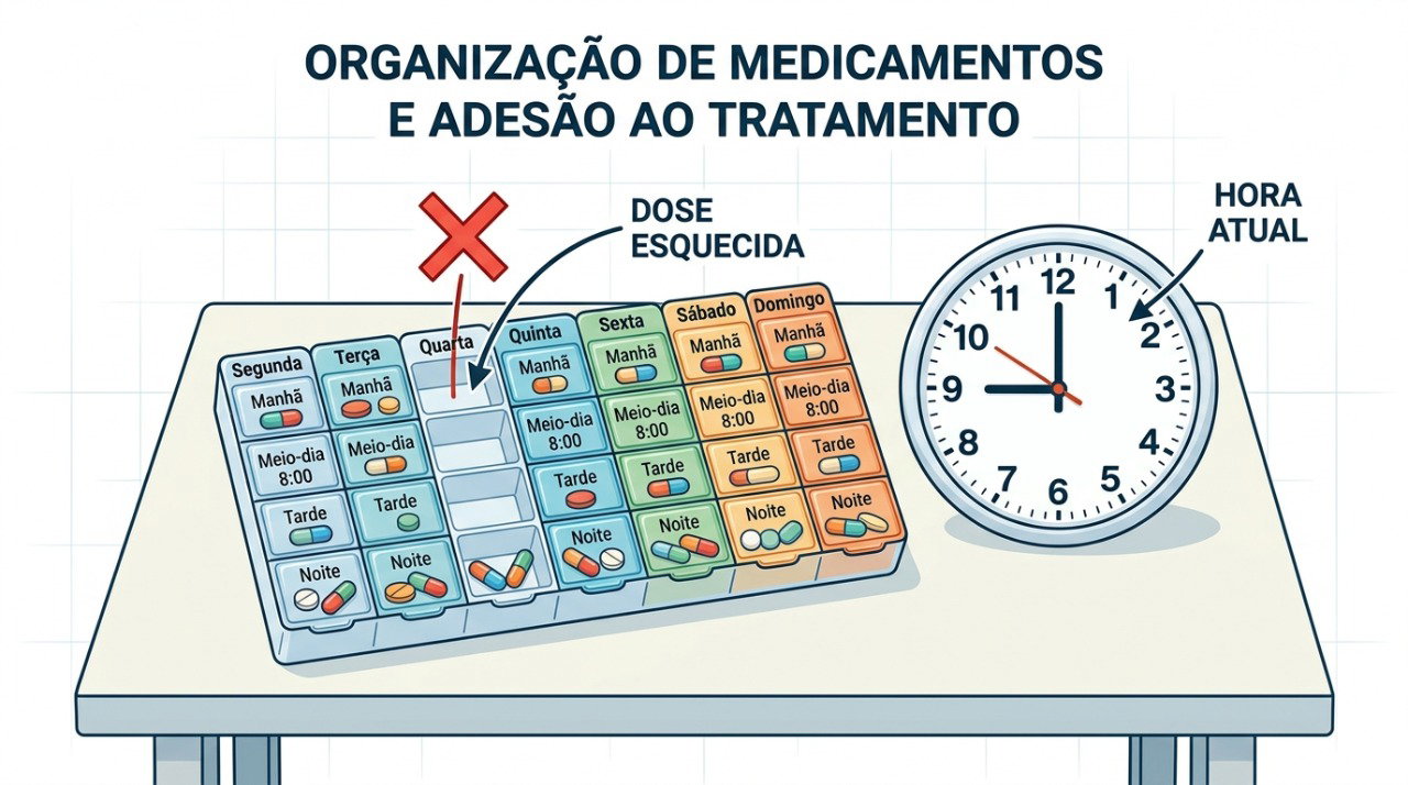 A conduta após uma dose esquecida depende do medicamento e do tempo até a próxima dose.