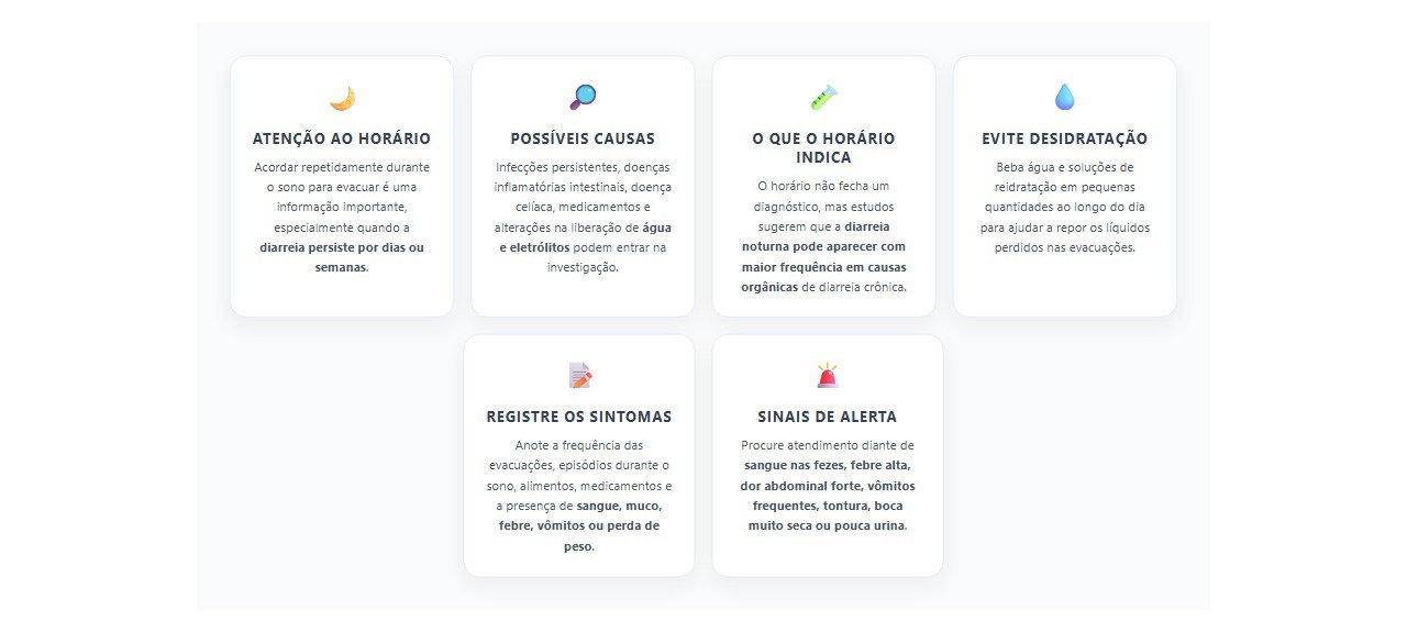 Diarreia noturna: sinais que mudam a investigação médica