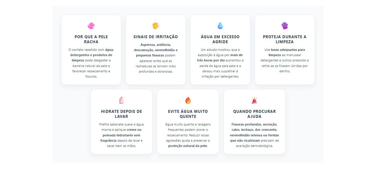 Dedos rachados após a limpeza: sinais de que água e detergente estão agredindo a pele