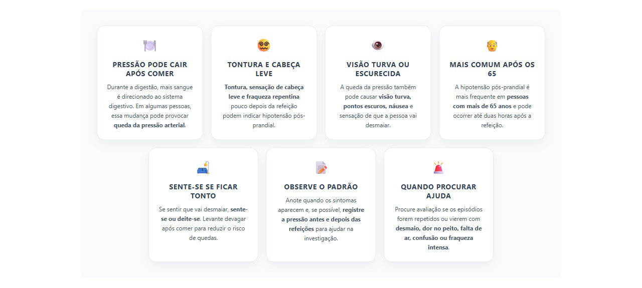 Tontura depois de comer: 7 sinais de queda da pressão que merecem atenção