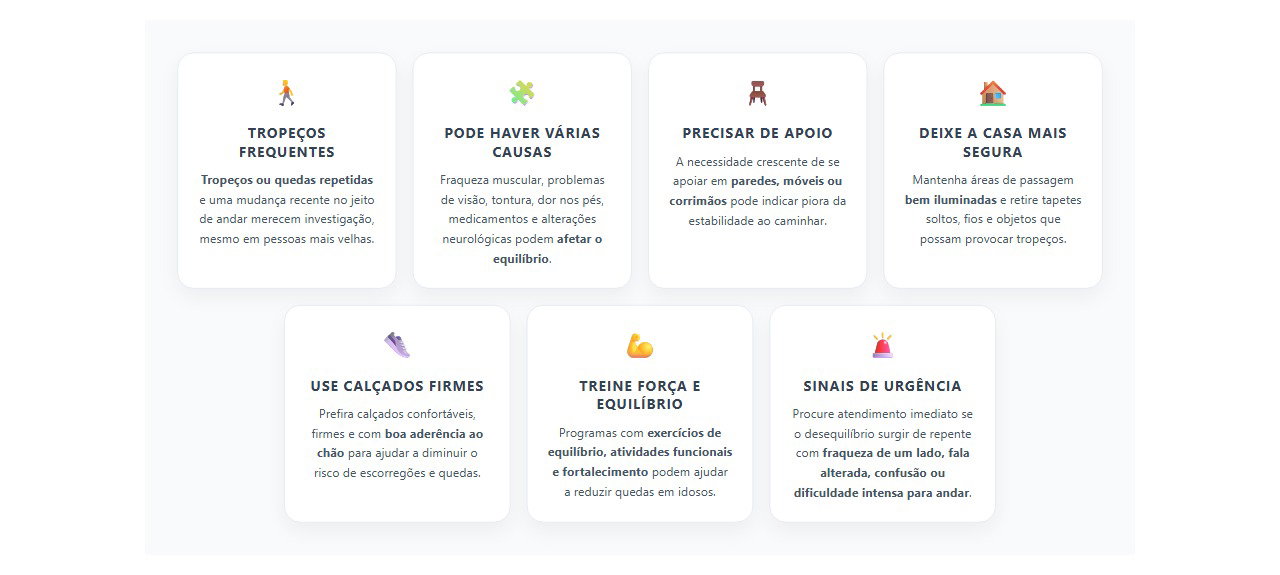 Perda de equilíbrio: 7 sinais e cuidados para reduzir o risco de quedas