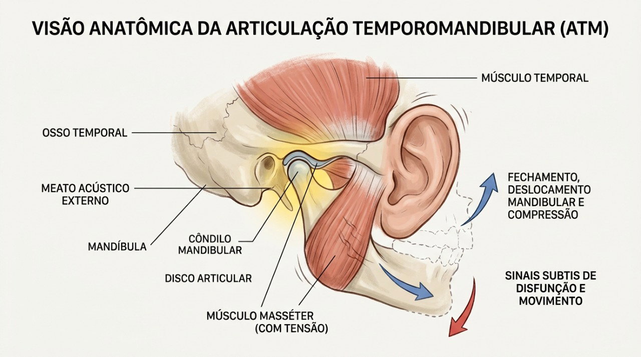 A articulação temporomandibular pode ficar dolorida quando há sobrecarga ou tensão dos músculos da mastigação.